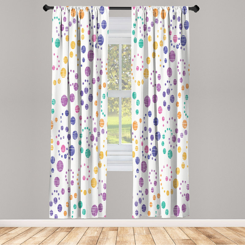 George Oliver Modern Art Curtains, Grunge Polka Dots Print, Pair of 28", Pale Eggplant, 28" W x 84" L