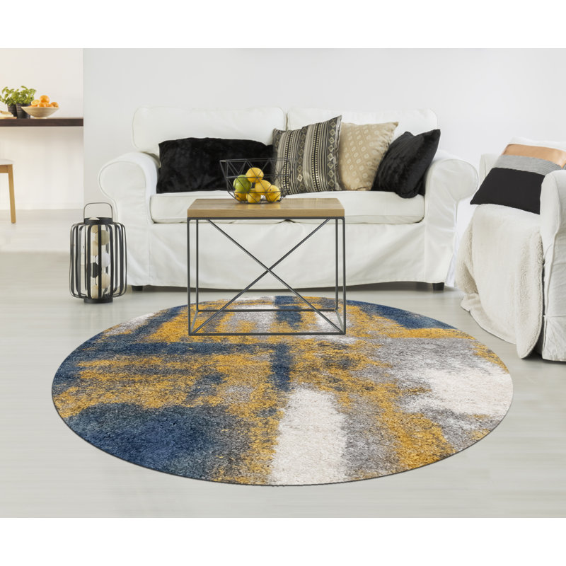 Alban Performance Abstract Indoor Rug, Round 5'