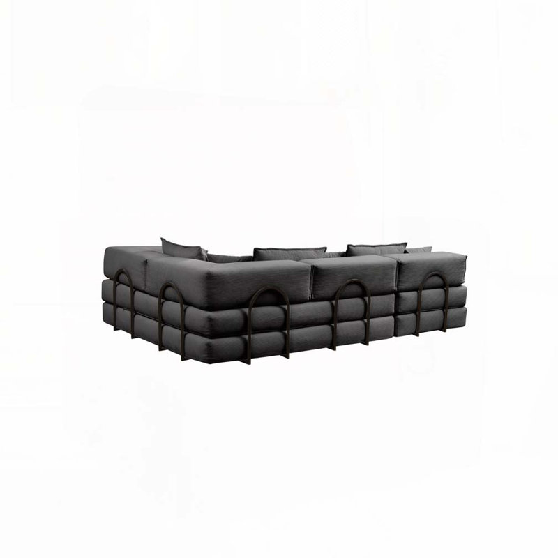 Ensemble de canapé modulaire rembourré surdimensionné en velours côtelé, Noir