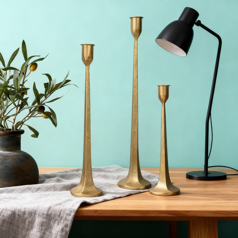 Wrought Iron Taper Candle Holder Set Of 3, Tall Decorative Candle Stand For Wedding Centerpiece, Dining Table, And Home Decor
