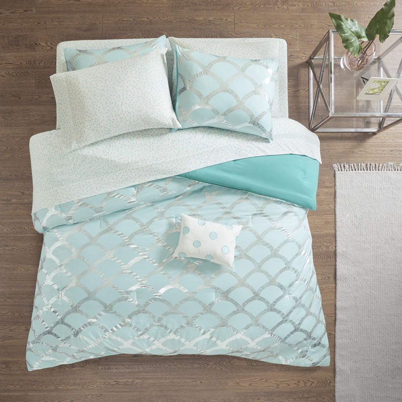 Ensemble d'édredon Lorna, Grand édredon et 8 pièces supplémentaires, Turquoise