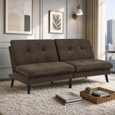 Polyester Blend Easy Convert Futon with Tufted Back and Seat