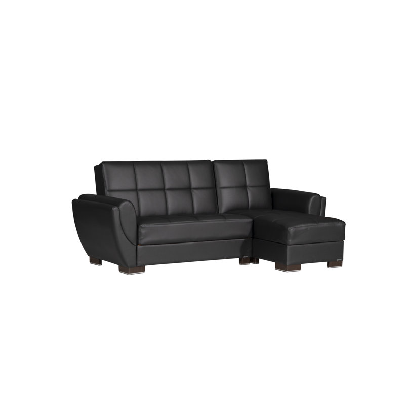 Chaise longue convertible avec rangement PrimeNest SkyHaven, Noir, noir, noir, noir