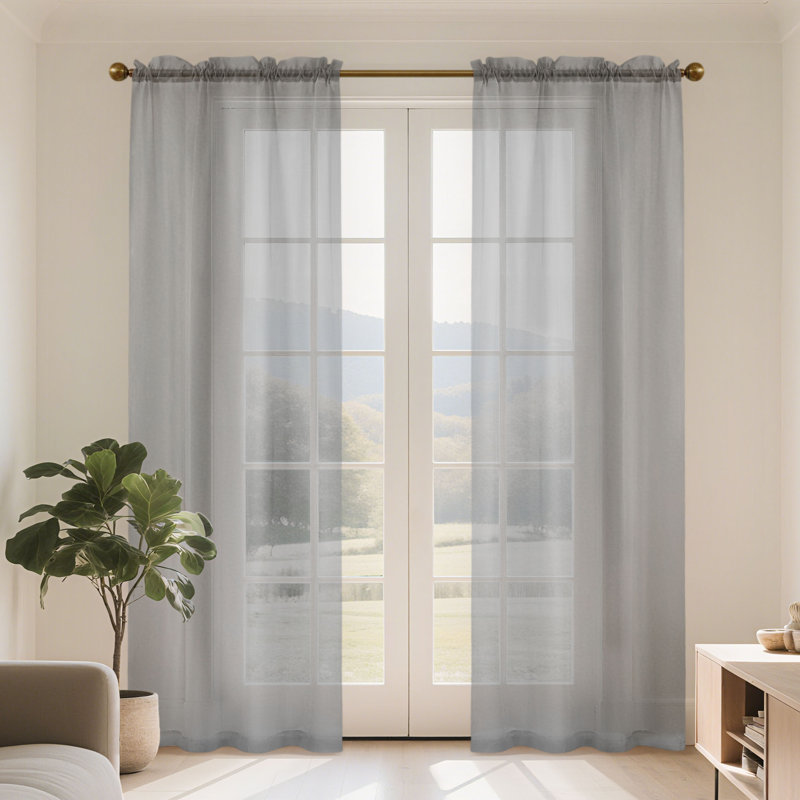 Voilage avec passe-tringle Voile, L 42 po x L 84 po, Gris