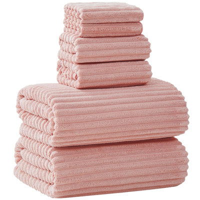 6 PC Bath Towel Set, 40"x80" Oversized Bath Sheets,Pink