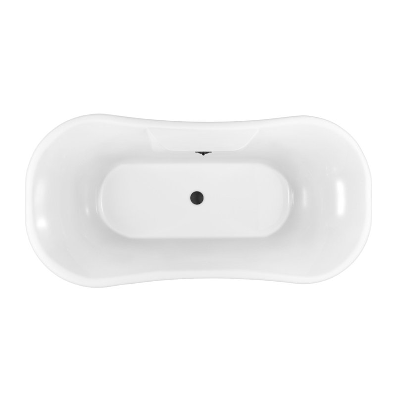 68" Streamline Clawfoot Soaking Acrylic Bathtub, Matte Black, Matte Black