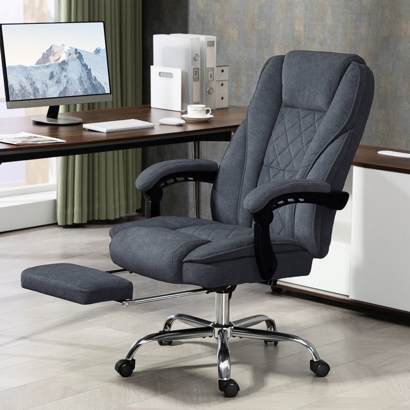Fauteuil inclinable réglable avec chaleur, 6 vibrations, tissu doux au toucher, bureau gris anthracite 6 points de vibration,
