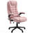 Pink 6 Point Vibrating Massage Office Chair, With Heat, Velvet High Back Executive Office Chair, With Reclining Backrest, Padded Armrests And Remote
