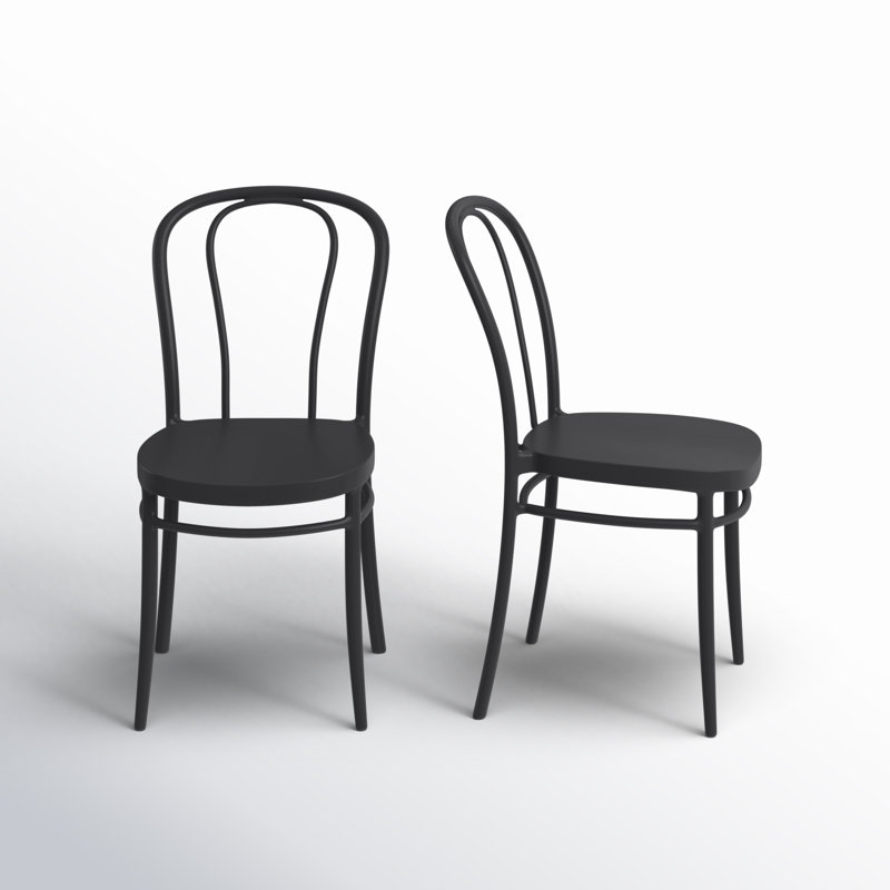 Farrah Stacking Patio Dining Side Chair, Black
