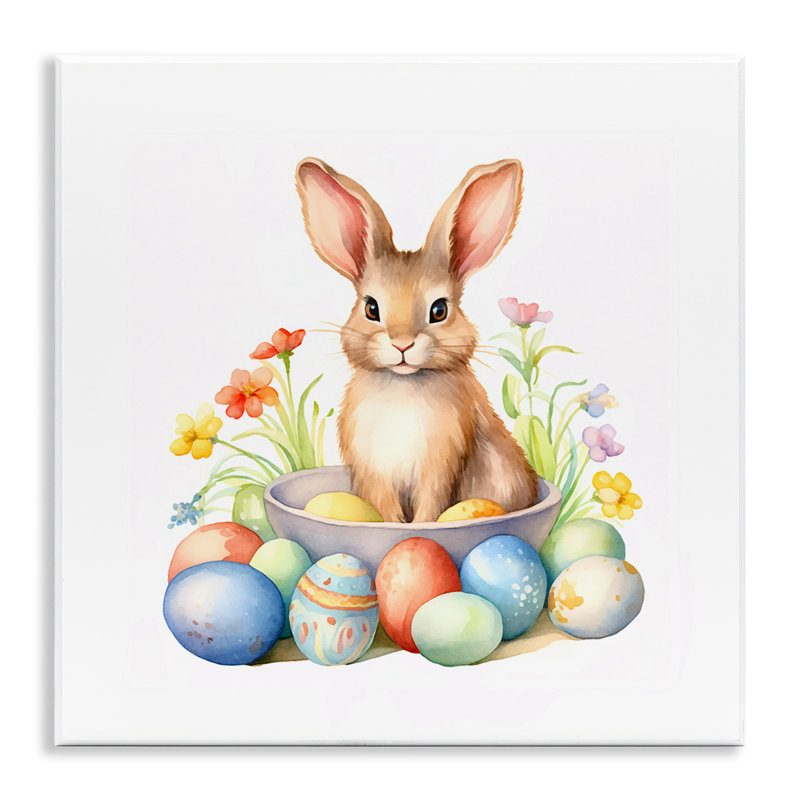 Easter Bunny & Eggs Wall Plaque Art by Andrea Haase