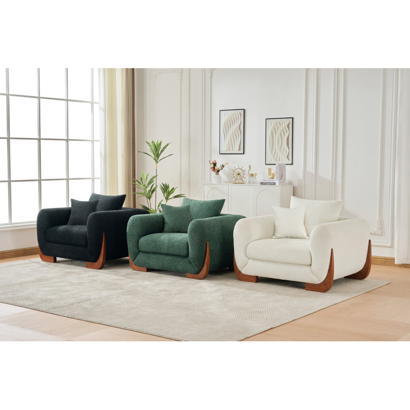 Venissa 42.9" W Bouclé Accent Chair | Upholstered Sofa, 1, Black