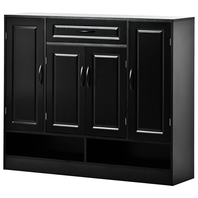 Rangement à chaussures noir moderne avec plateau et tablette réglable pour une conception minimaliste