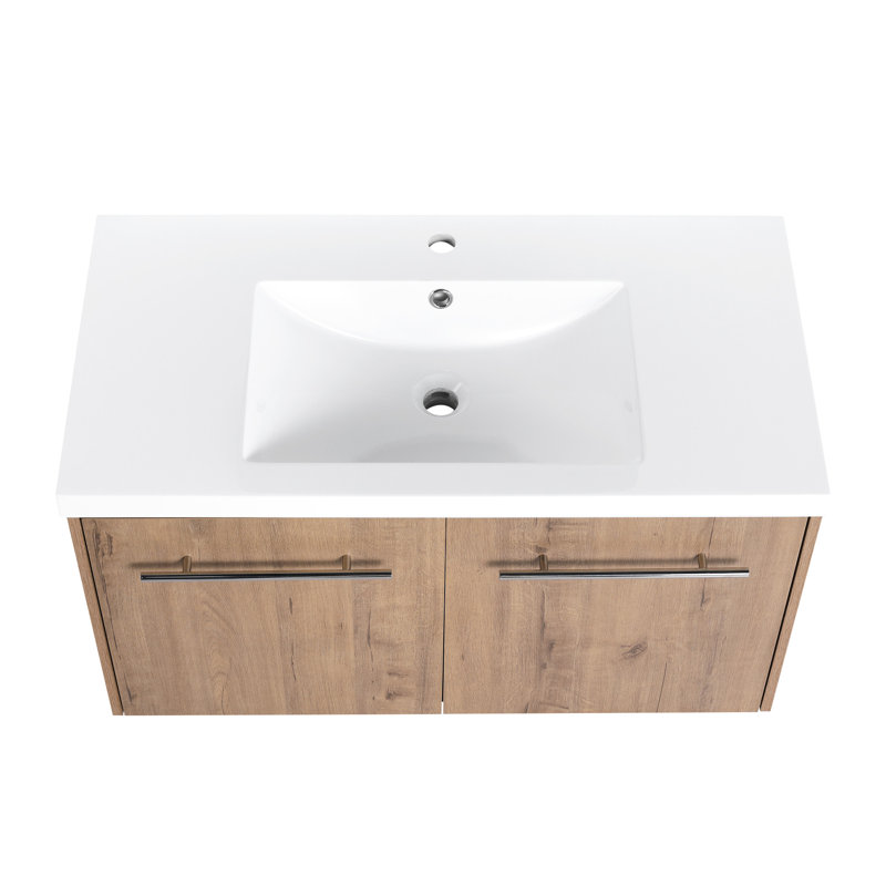 Ensemble de meuble-lavabo de salle de bain 36 po, porte à fermeture en douceur, appareil moderne, meuble-lavabo imitation chêne avec évier, équipement à fermeture en douceur,