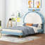 Upholstered Platform Bed With Alarm Clock Shaped Headboard-1467078483