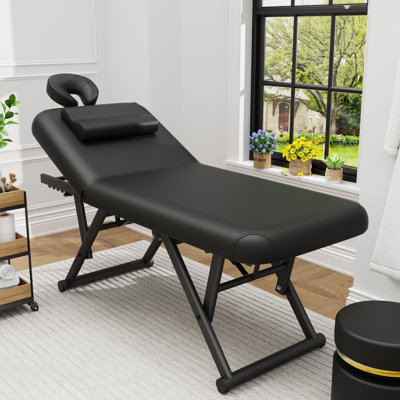 75" Professional Massage Table with Manual Adjustable Backrest and Height, Physical Therapy Table, Beauty Lash Spa Tattoo Massage Bed With Metal Legs