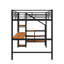 Lit mezzanine double en métal avec escalier de rangement, bureau, lumière DEL et petite armoire-1359342672