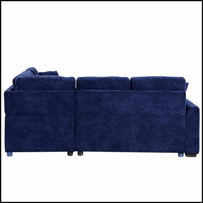 82.6 Inch L-Shape Sofa Bed with Pull-Out Sleeper, USB Ports, Power Sockets, and Wheels for Modern Living