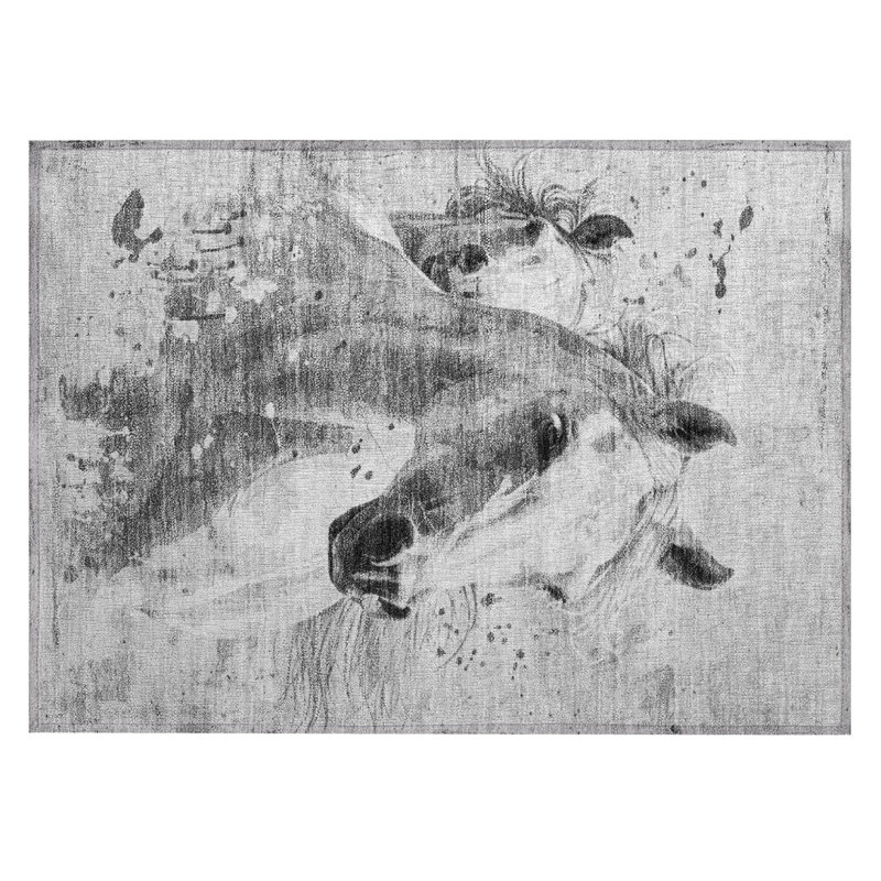 Tapis gris intérieur / extérieur lavable à la machine Cinead ACN1719, Rectangle 1 pi 8 po x 2 pi 6 po