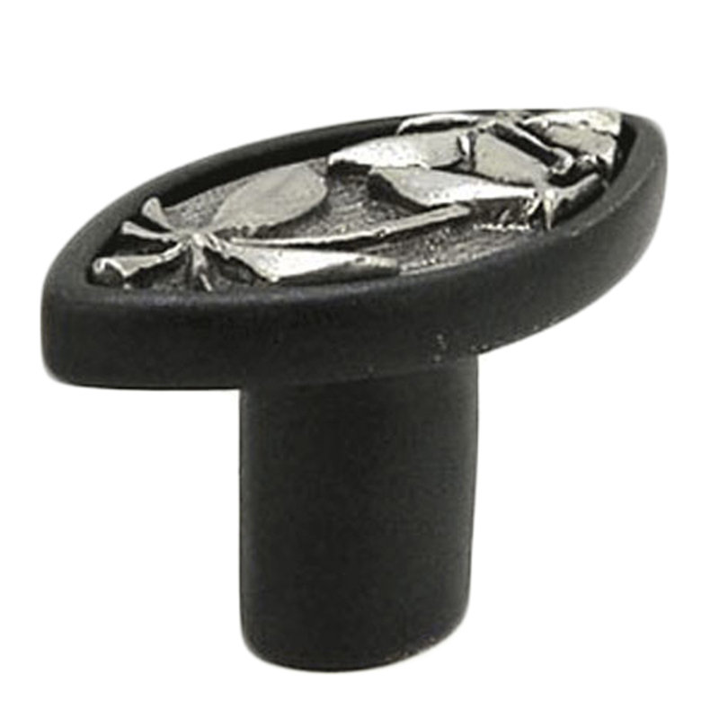 Novelty Knob, Black with Bright Pewter