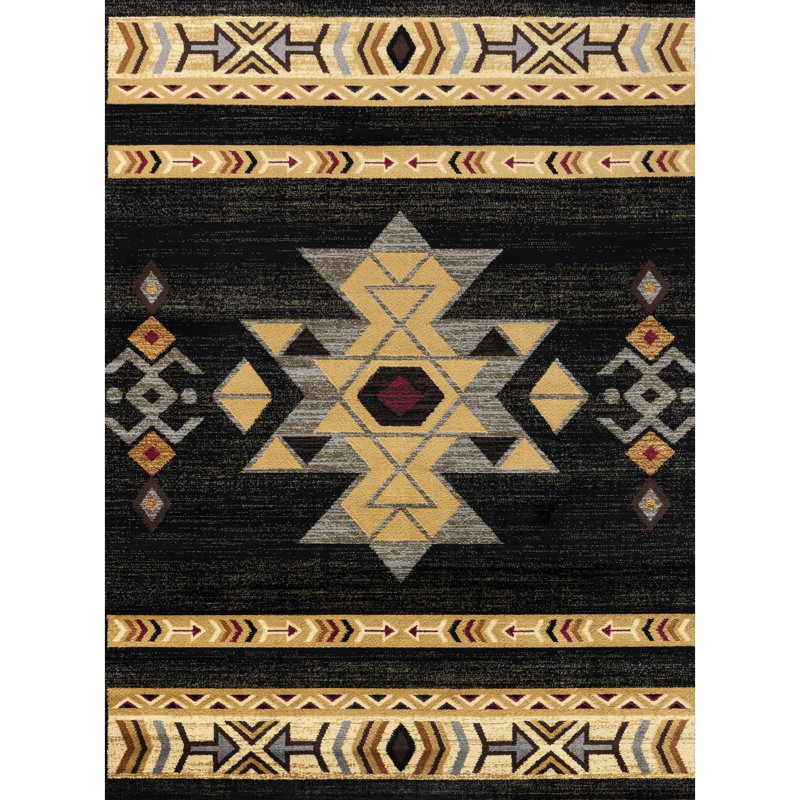 Tribes Gcyls4004 Black Area Rug - 5 Ft. 3 In. X 7 And Polypropylene For Your Home In Theme, High Traffic Areas