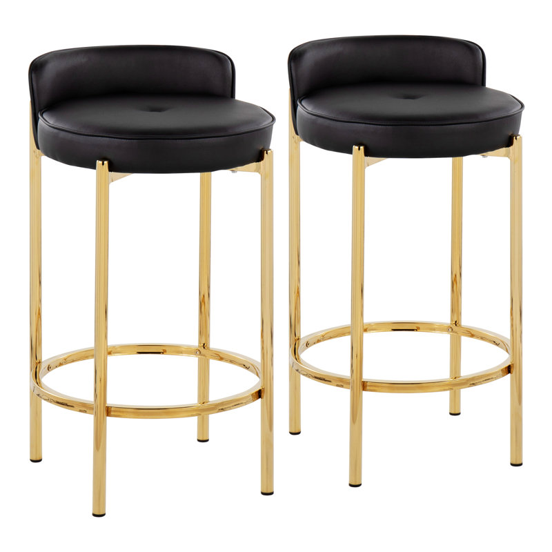 Tabouret de comptoir Johntae, Or, Noir