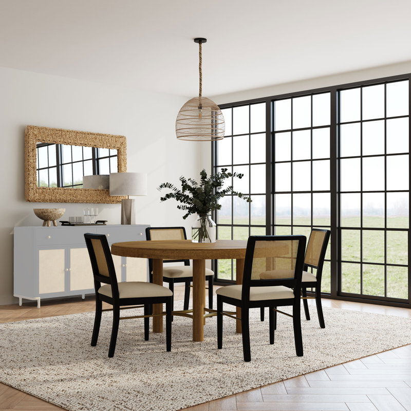 Ensemble de table de salle à manger 5 pièces Fayea, Noir/crème, 5 Pieces: Table, 4 Chairs