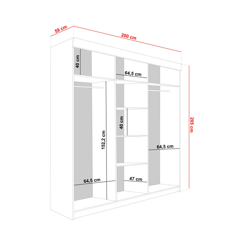 Alessandrini Manufactured Wood Wardrobe, White