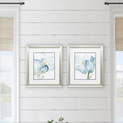 « Baby Blue tulipes », ensemble de 2 reproductions d’art encadrées sur papier