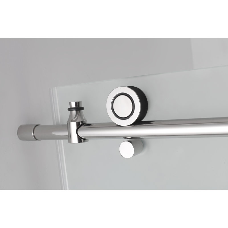 Coraline 56" W x 75" H Single Sliding Frameless Shower Door, Chrome