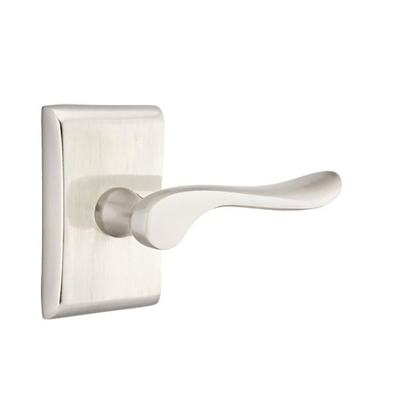Luzern Wave/Drop Passage (Hall & Closet) Door Lever with Rectangle Rosette, Satin Nickel, Right
