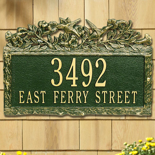Woodland 2-Line Wall Address Plaque, Black and Gold, Yes
