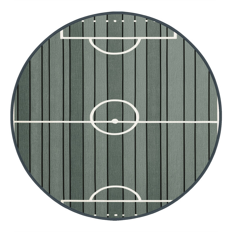 Washable Futsal Court Sports Area Rug, Round 6'