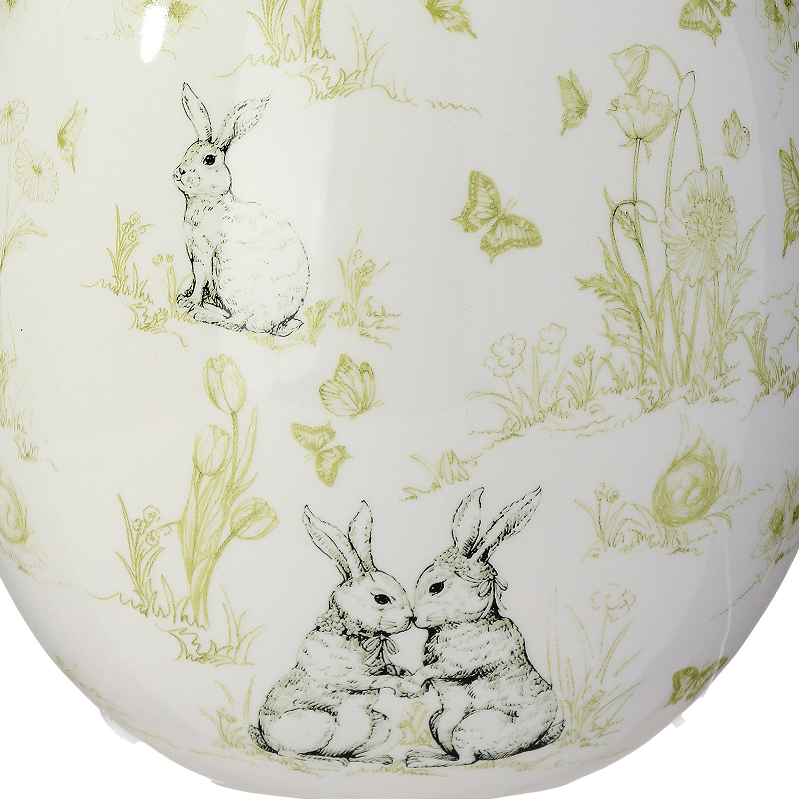 7" Dolomite Bunny Toile Egg, 8"Dolomite Bunny Toile Egg