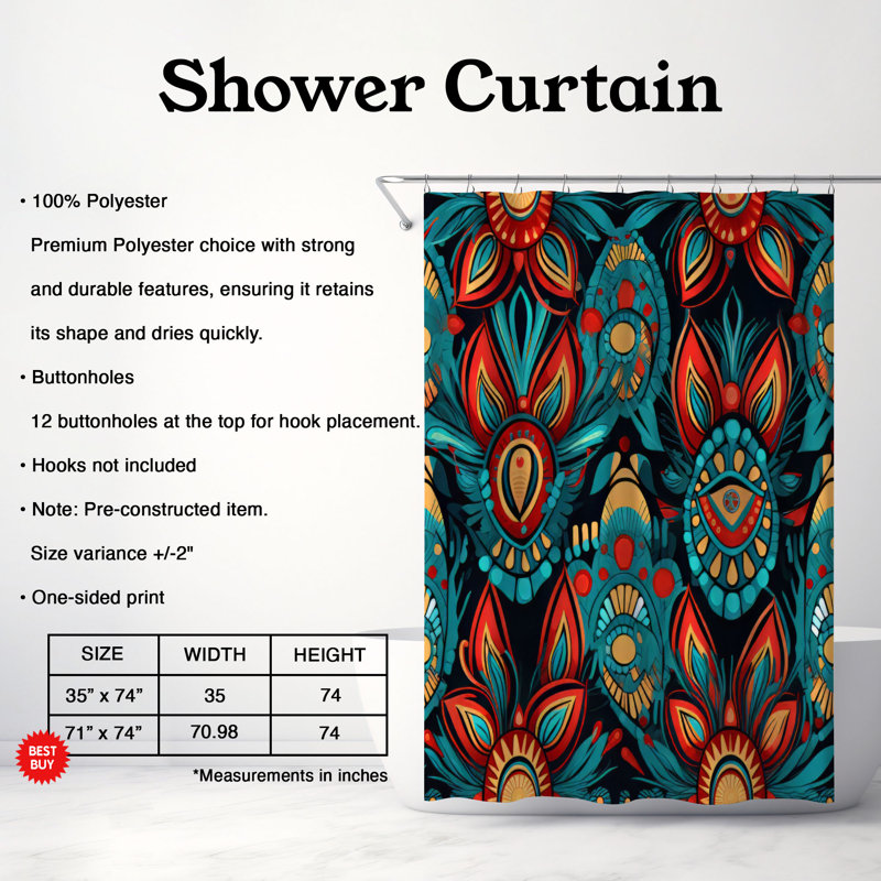 Boho Henna - Premium Shower Curtain, 74"H x 71"W