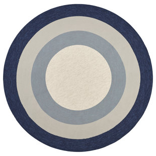 Mielack Geometric Handmade Hooked Slate/Navy Indoor/Outdoor Area Rug