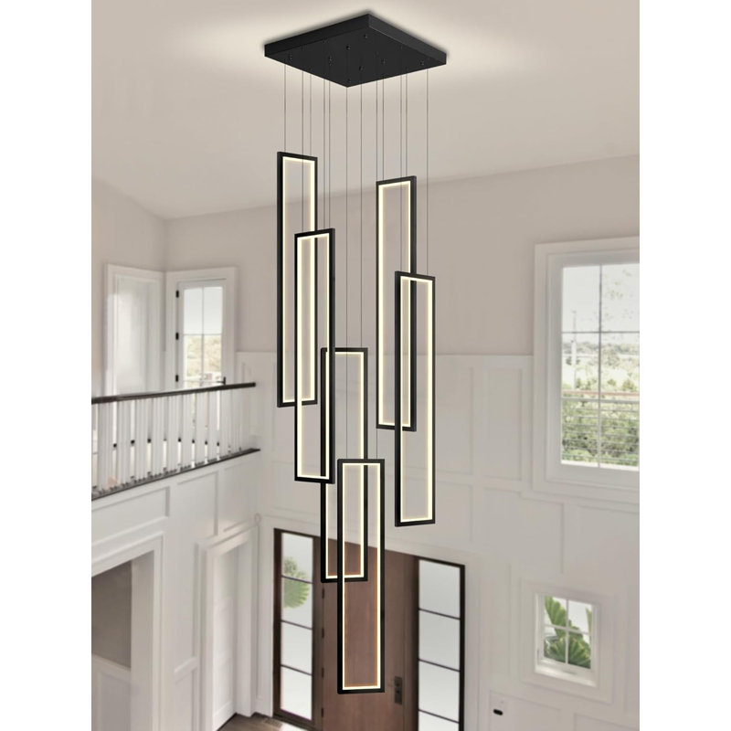 Lustre rectangulaire moderne à 6 anneaux Mayada 130INCHES