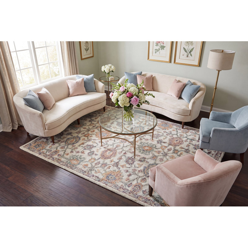 Hand Tufted Wool Floral Rug, Rectangle 5' x 8'