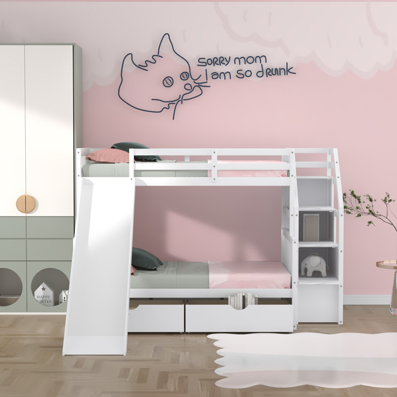 Gurubaksh Kids Twin Over Full Bunk Bed, White