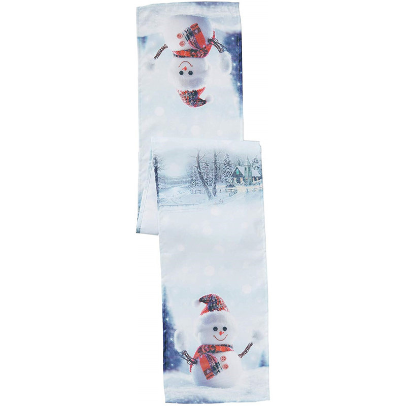 Ladue Christmas Snowed Man Polyester Super Soft Feel Faux Suede Fabric Digital Print Cowboy Snowman Table Runner