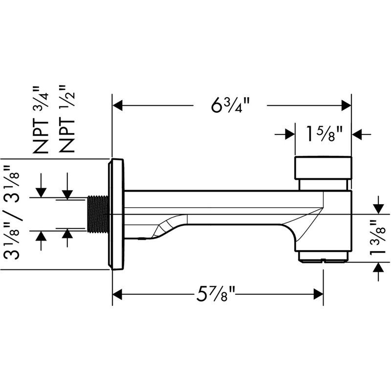 Logis Wall Mounted Tub Spout Trim with Diverter, Brushed Nickel