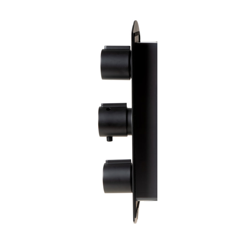 Black Matte Wall-Mounted 3-Way Thermostatic Shower Valve
