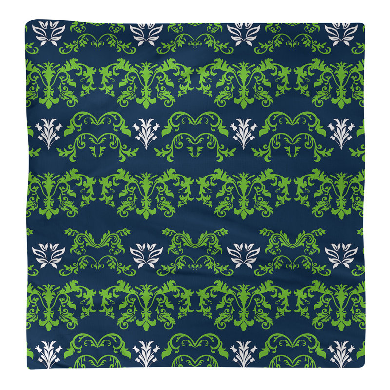 Serviette de football Seattle, l 10 po x L 10 po, Vert action / bleu marine collège / blanc, Coton
