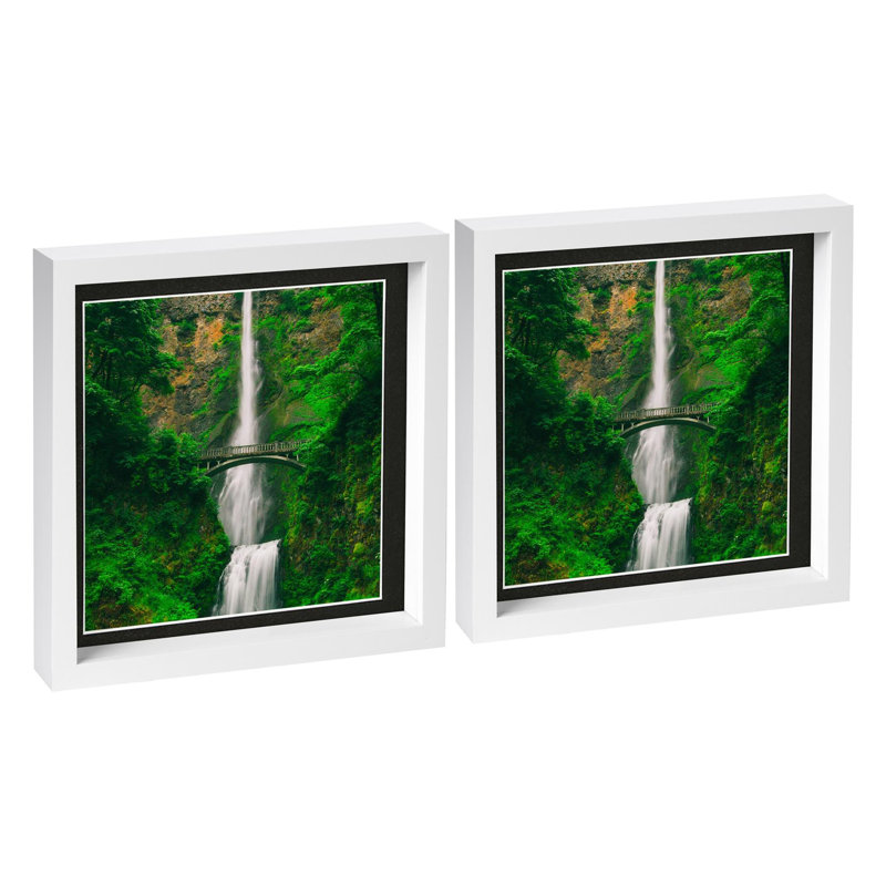 Nicola Spring - 10" x 10" White 3D Box Photo Frames, Black, 8" x 8"