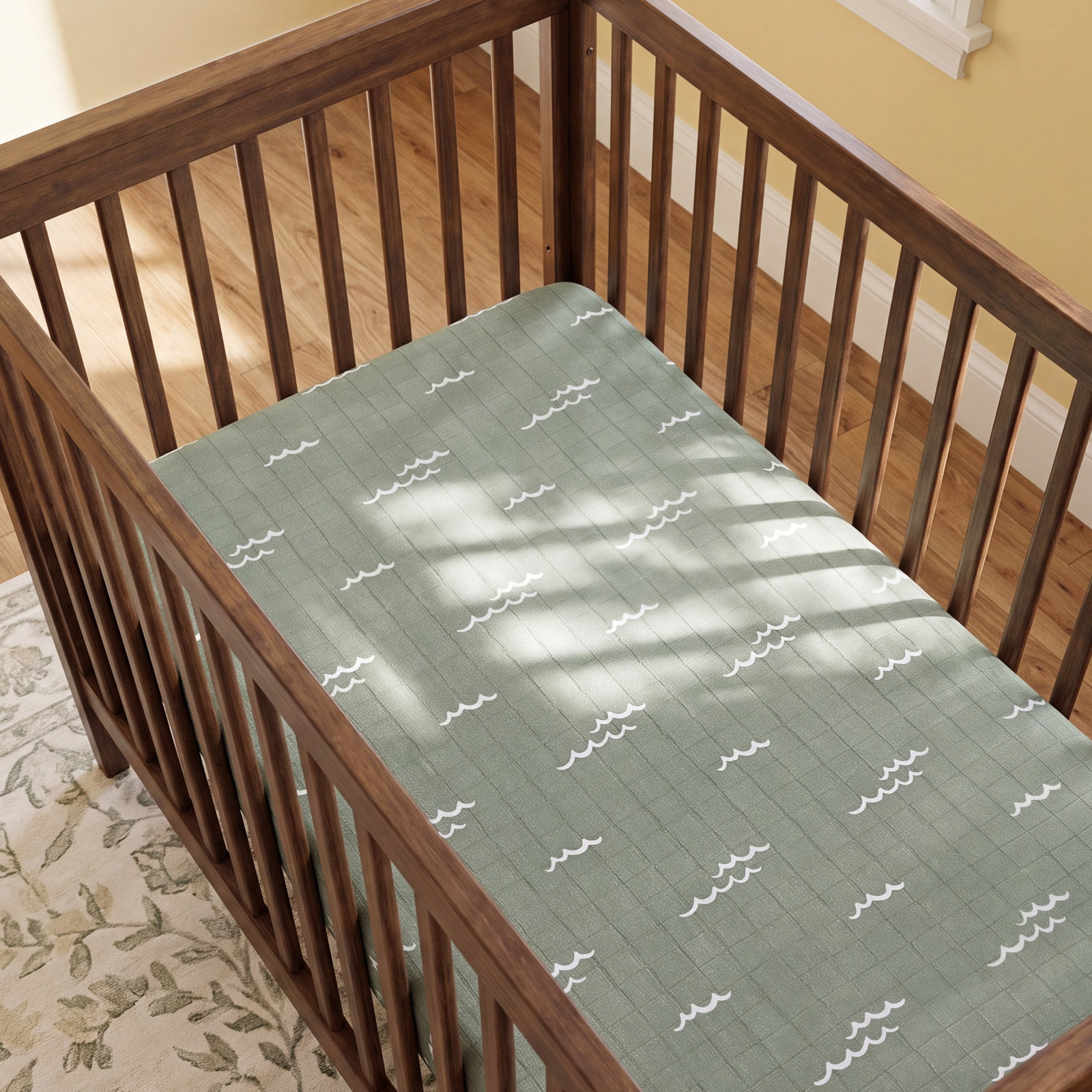 Ocean Waves Muslin Mini Crib Sheet