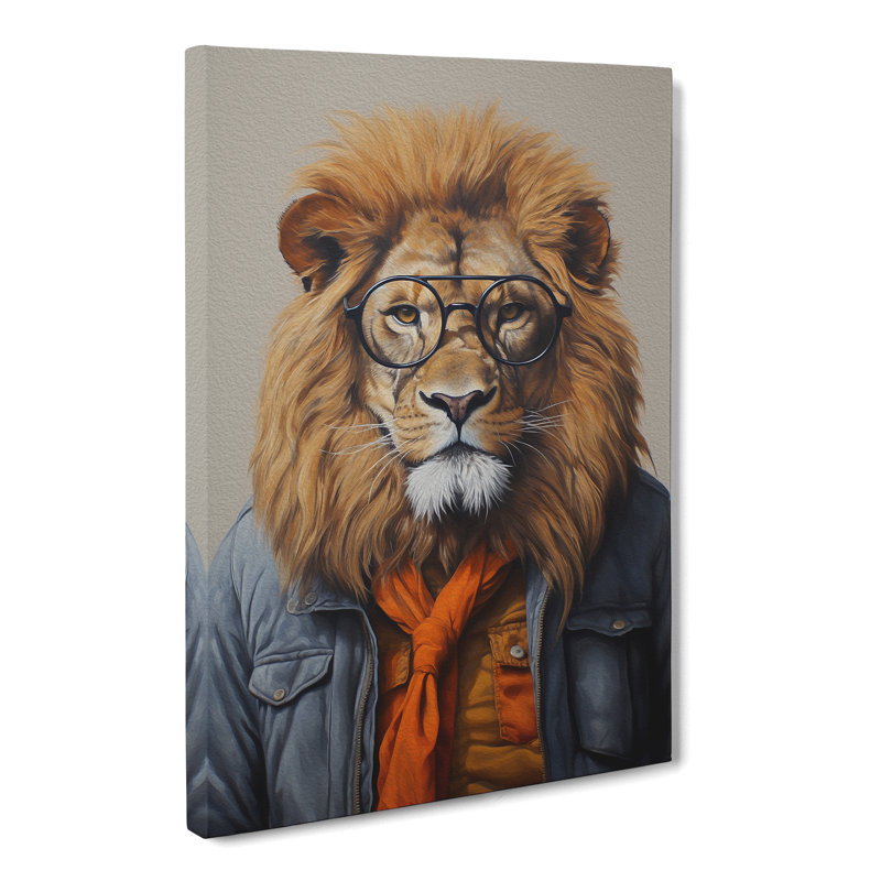 Lion With Glasses Painting No.3 - Wrapped Canvas, 60cm H x 40cm W x 3cm D