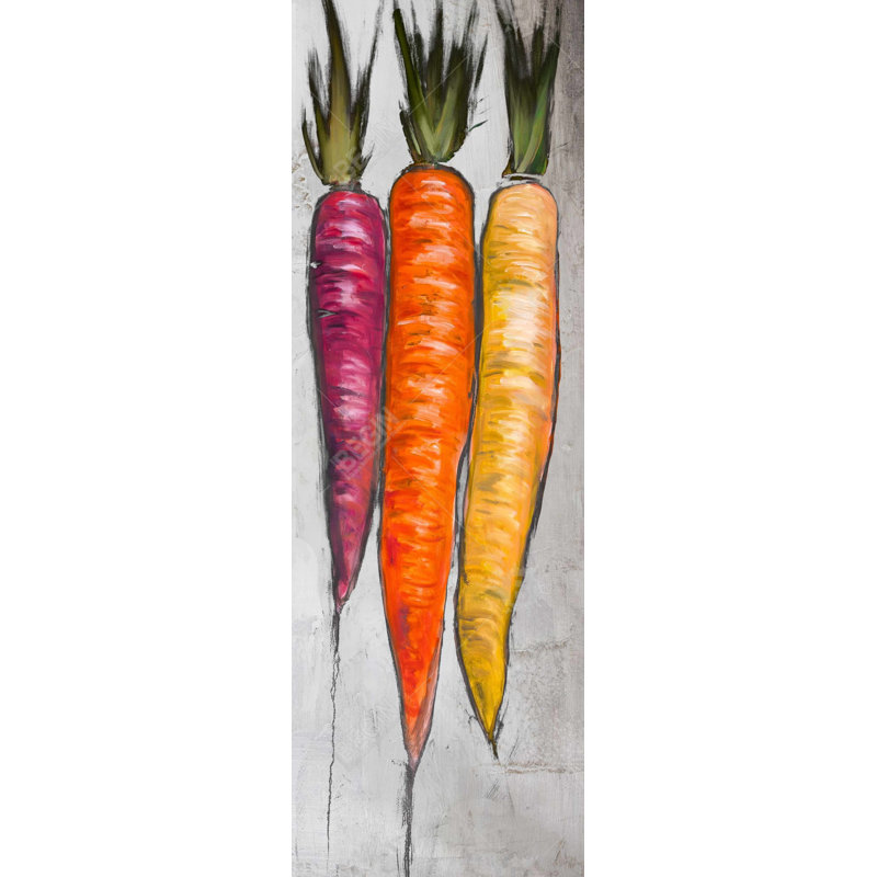 Colorful Carrots on Gray Background | White Canvas Home Decor