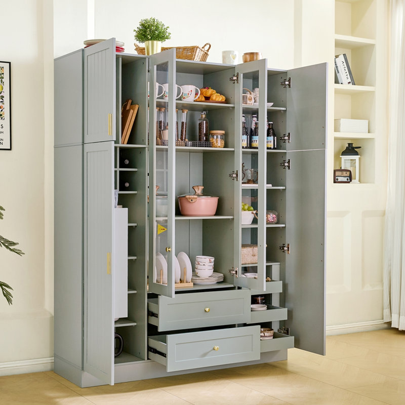 Grand garde-manger moderne avec 6 portes, Vert