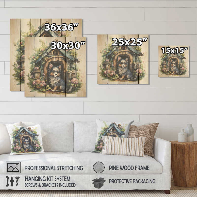 Cozy chien de bouvier australien - impression sur bois, H 36 po x l 36 po