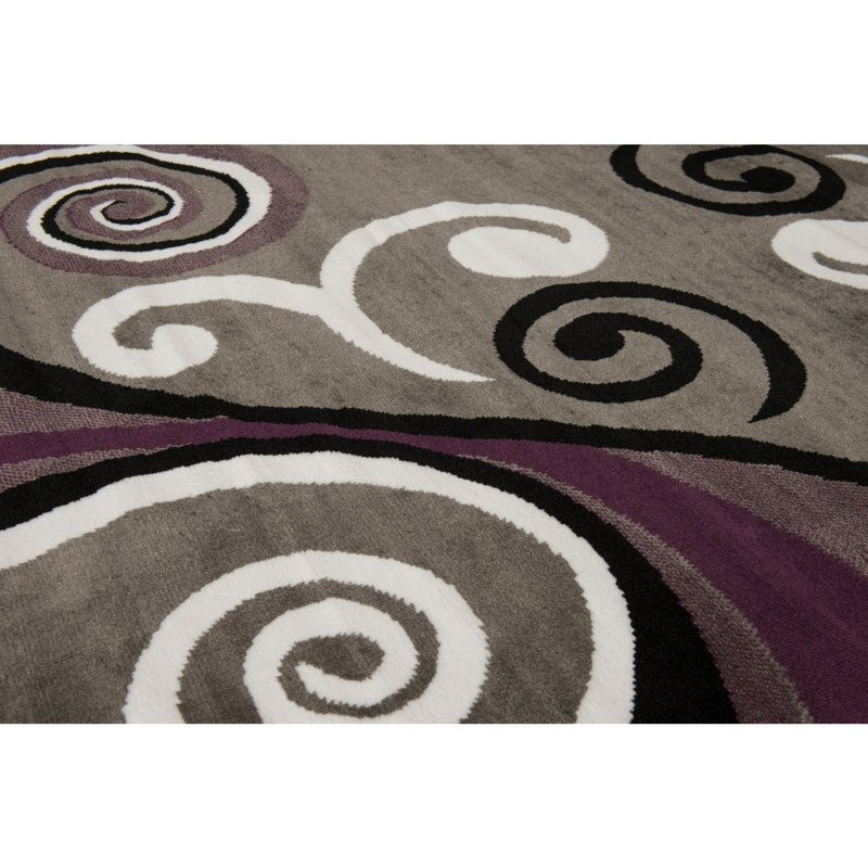 Tapis gris à motif abstrait Bailes, Rectangle 7 pi 10 po x 10 pi 6 po