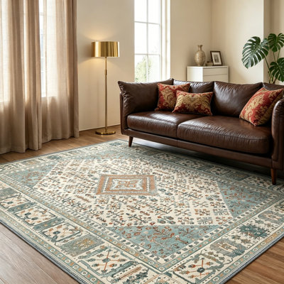 Rectangle 160 cm x 230 cm Geometric Washable Area Rug